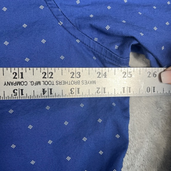 American Eagle Button Down LS Shirt Mens XL Blue w/Wht Diamond Print Classic Fit - Picture 11 of 14